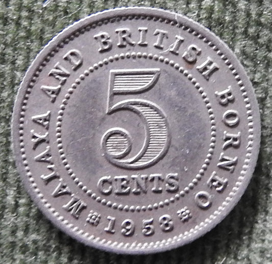 Malaya & British Borneo 1958 5 Cent Queen Elizabeth II Coin