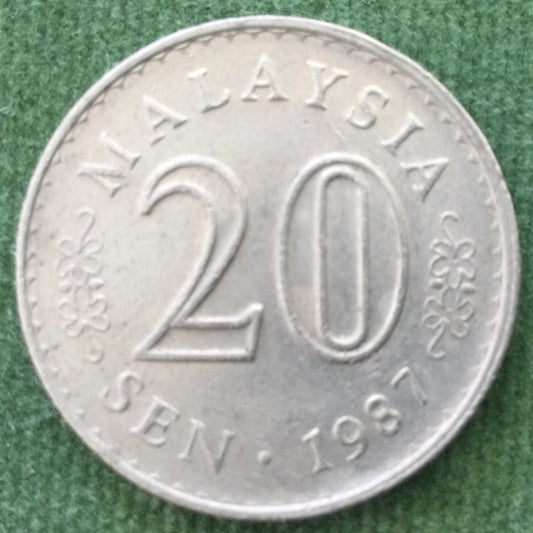 Malaysia 1987 20 Twenty Sen Coin