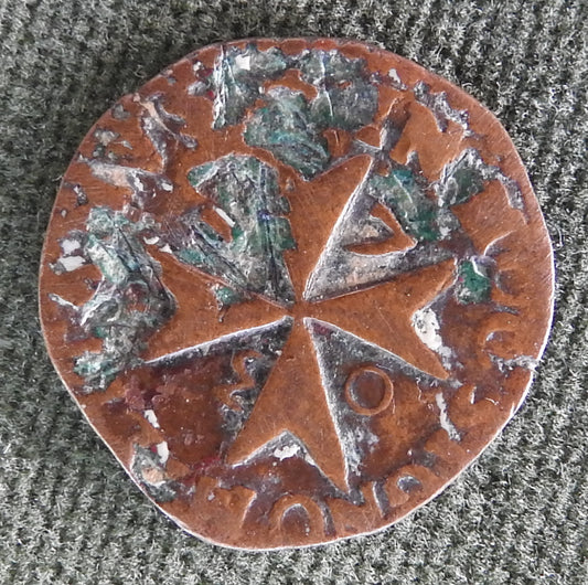 Maltese Malta 1703 1 Grano Order of Hospitallers Coin - Ramon Perellos y Roccaful