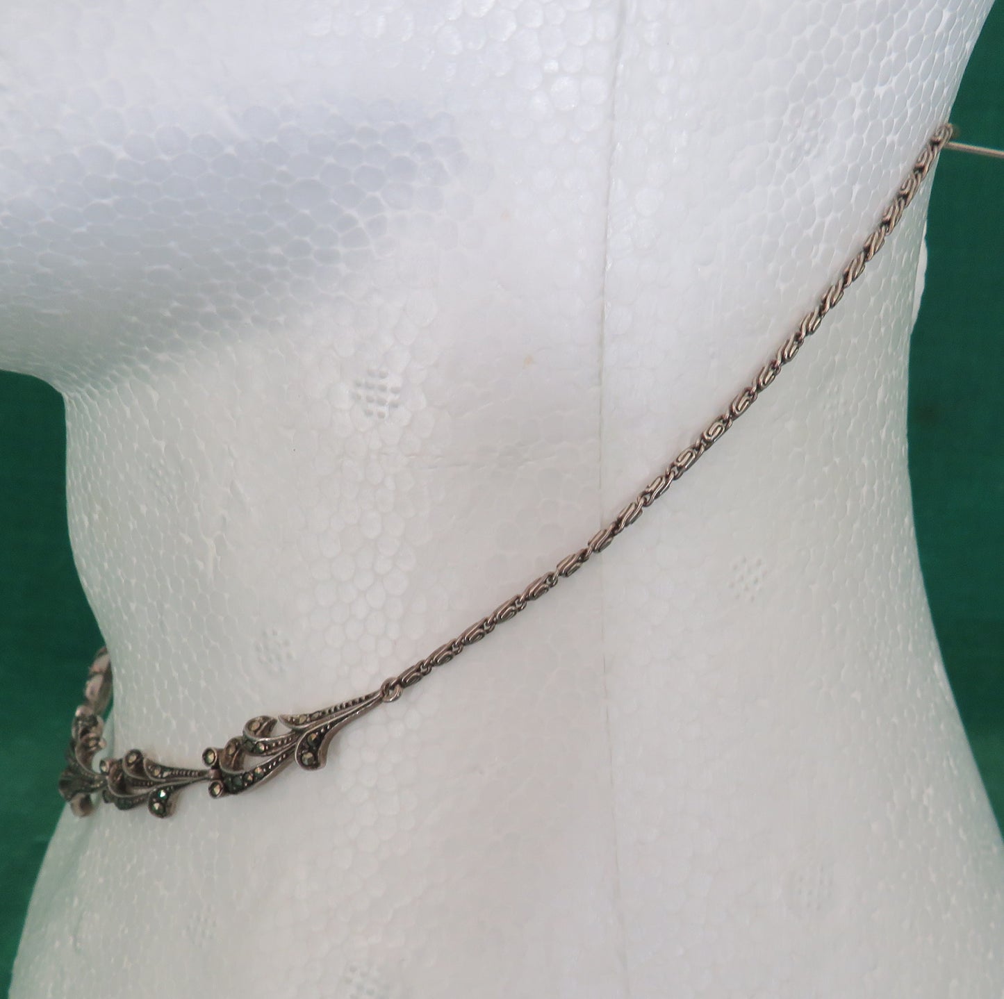 Marcasite 925 Sterling articulated necklace with marcasite clasp