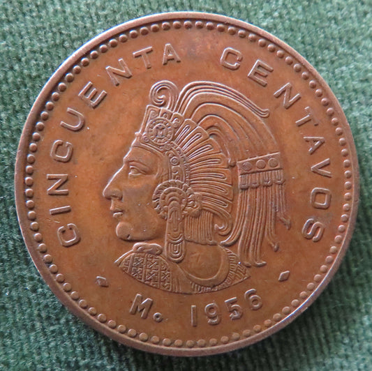 Mexican 1956 50 Centavos Coin - EF