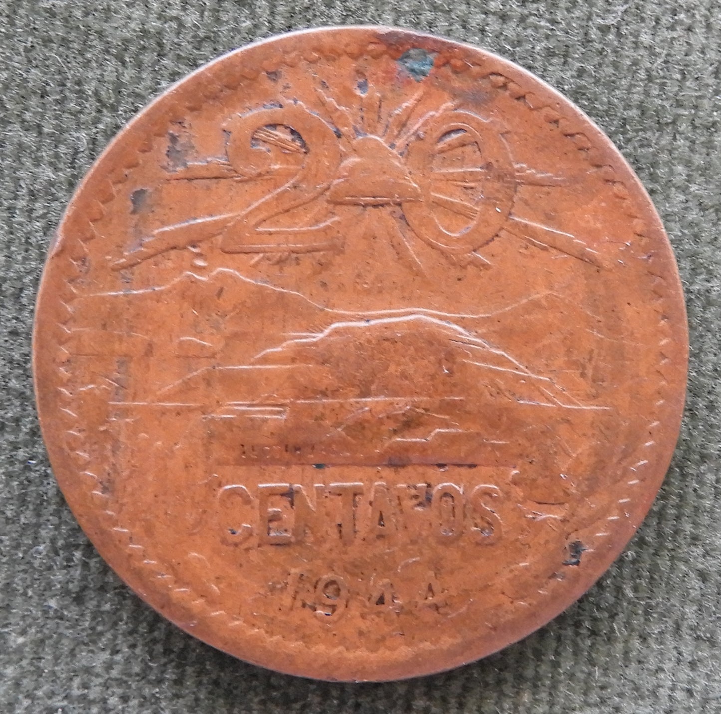 Mexican 1944 20 Centavos Coin Mexican Coat of Arms