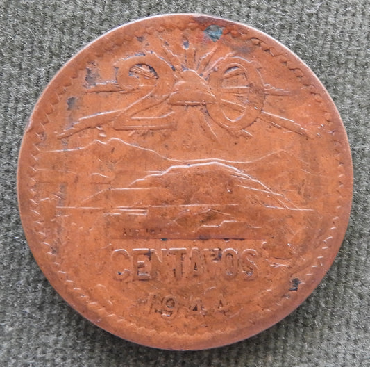 Mexican 1944 20 Centavos Coin Mexican Coat of Arms