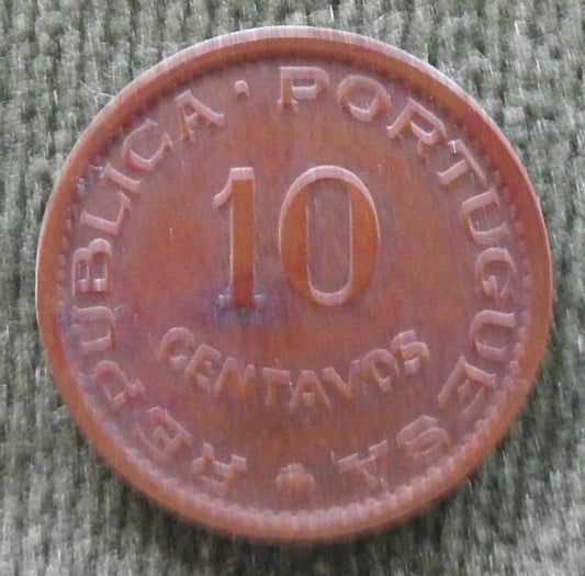 Mozambique 1960 10 Centavos Arms Within Crowned Globe Coin