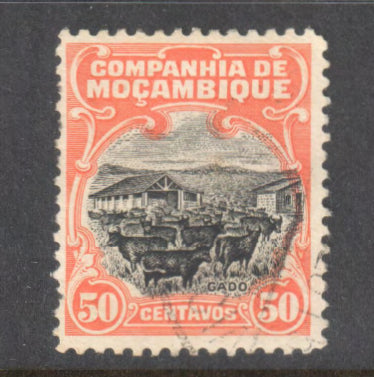 Mozambique 1918 -1925 50 Centavos Orange Black Local Motifs Stamp - Perf: 12.5-15