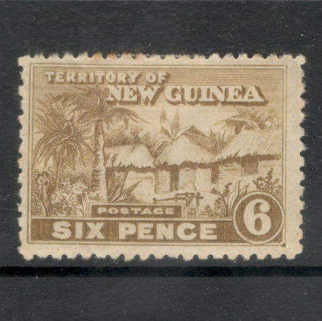 New Guinea 1927 6d Olive Brown Native Huts Stamp