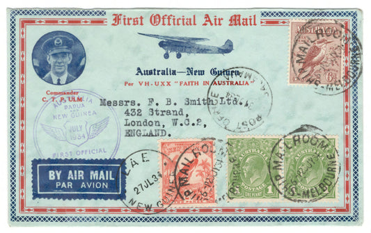 New Guinea 1934 Airmail Cover - Faith In Australia - First Official Flight Airmail