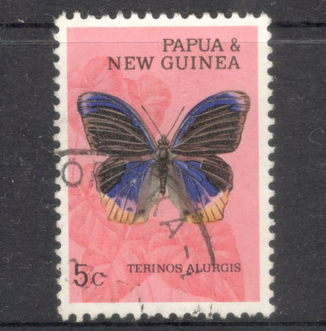 New Guinea PNG 1966-1967 5 Cent Butterflies Terinos Alurgis Multicoloured Stamp