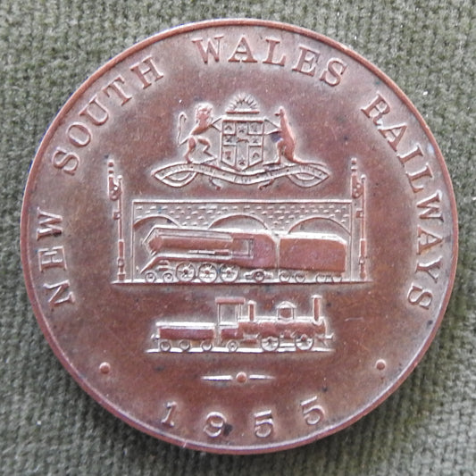 Australian 1955 New South Wales Railways Commemorative Centenary Medallion