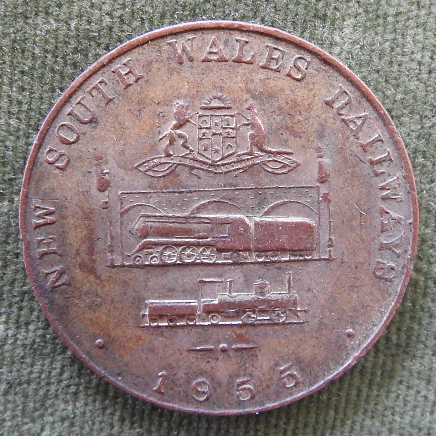 Australian 1955 New South Wales Railways Commemorative Centenary Medallion