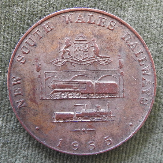 Australian 1955 New South Wales Railways Commemorative Centenary Medallion