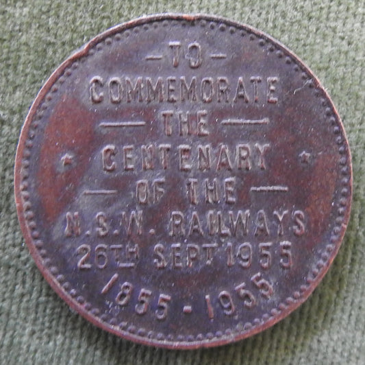 Australian 1955 New South Wales Railways Commemorative Centenary Medallion