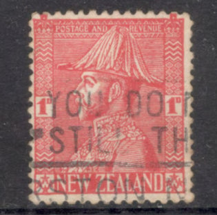 New Zealand 1926 1d 1 Penny King George V in Uniform Coated Paper Red Stamp