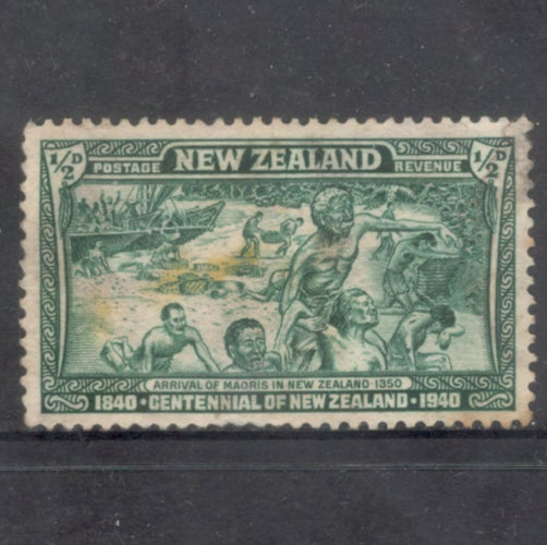 New Zealand 1940 1/2d 1/2 Penny 100th Anniversary of Proclamation of British Sovereignty over New Zealand Bluish Green Stamp