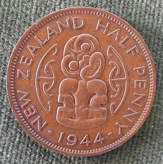 New Zealand 1944 Half Penny King George VI Coin