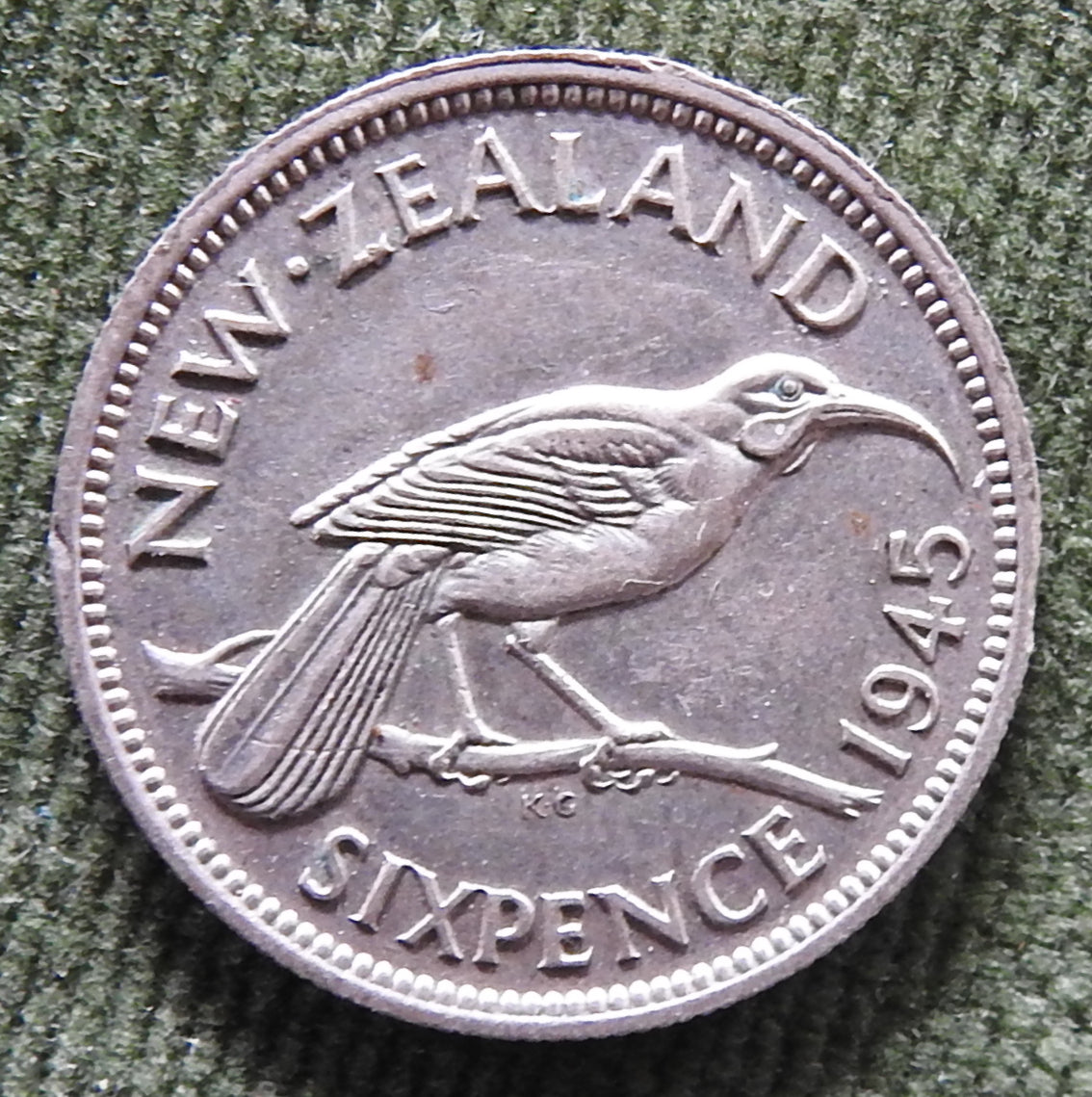 New Zealand 1945 Sixpence  King George VI Coin