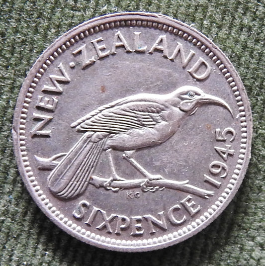 New Zealand 1945 Sixpence  King George VI Coin