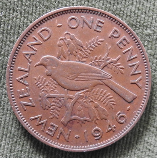 New Zealand 1946 1 Penny King George VI Coin