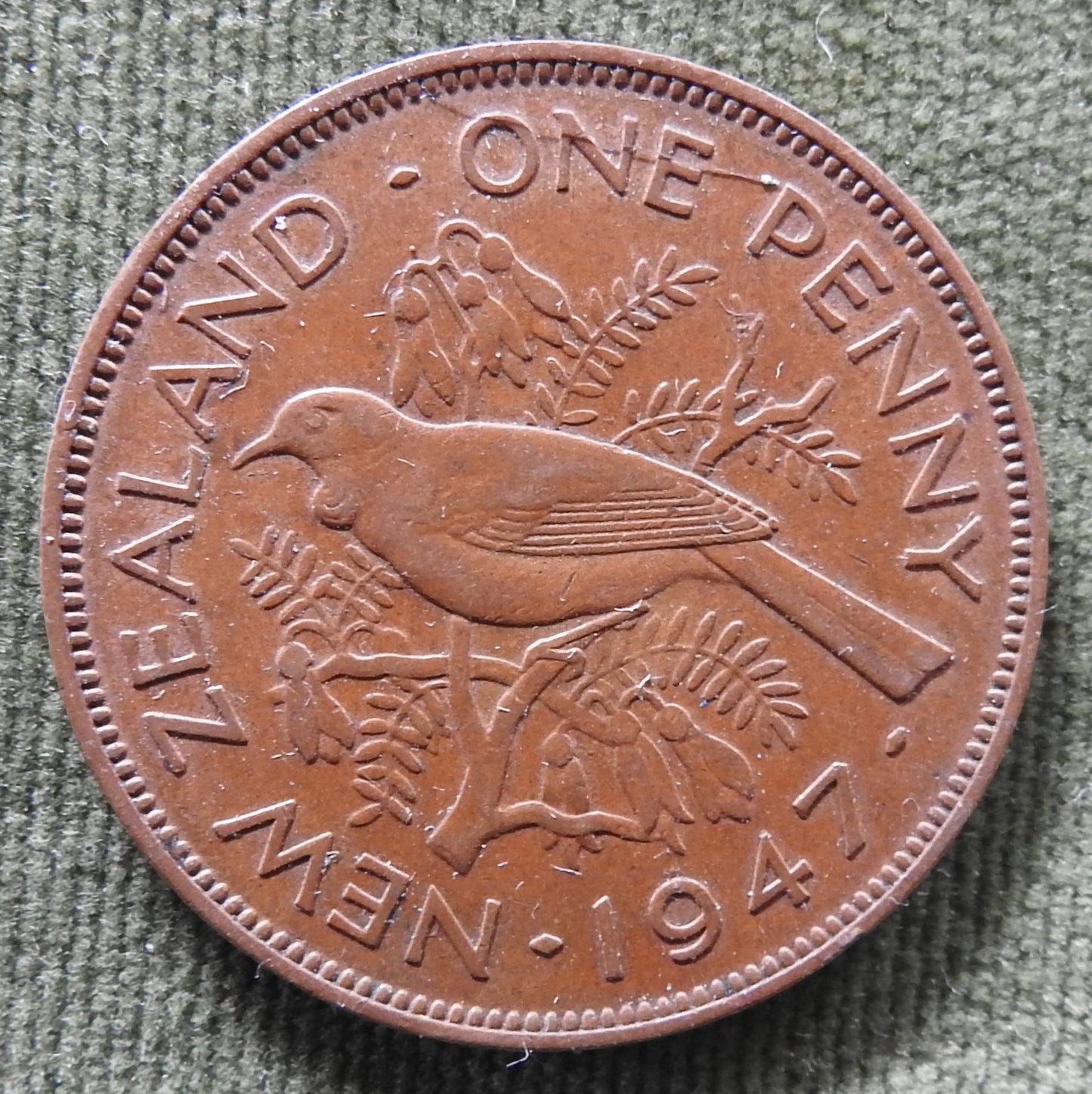 New Zealand 1947 1 Penny King George VI Coin - Variety