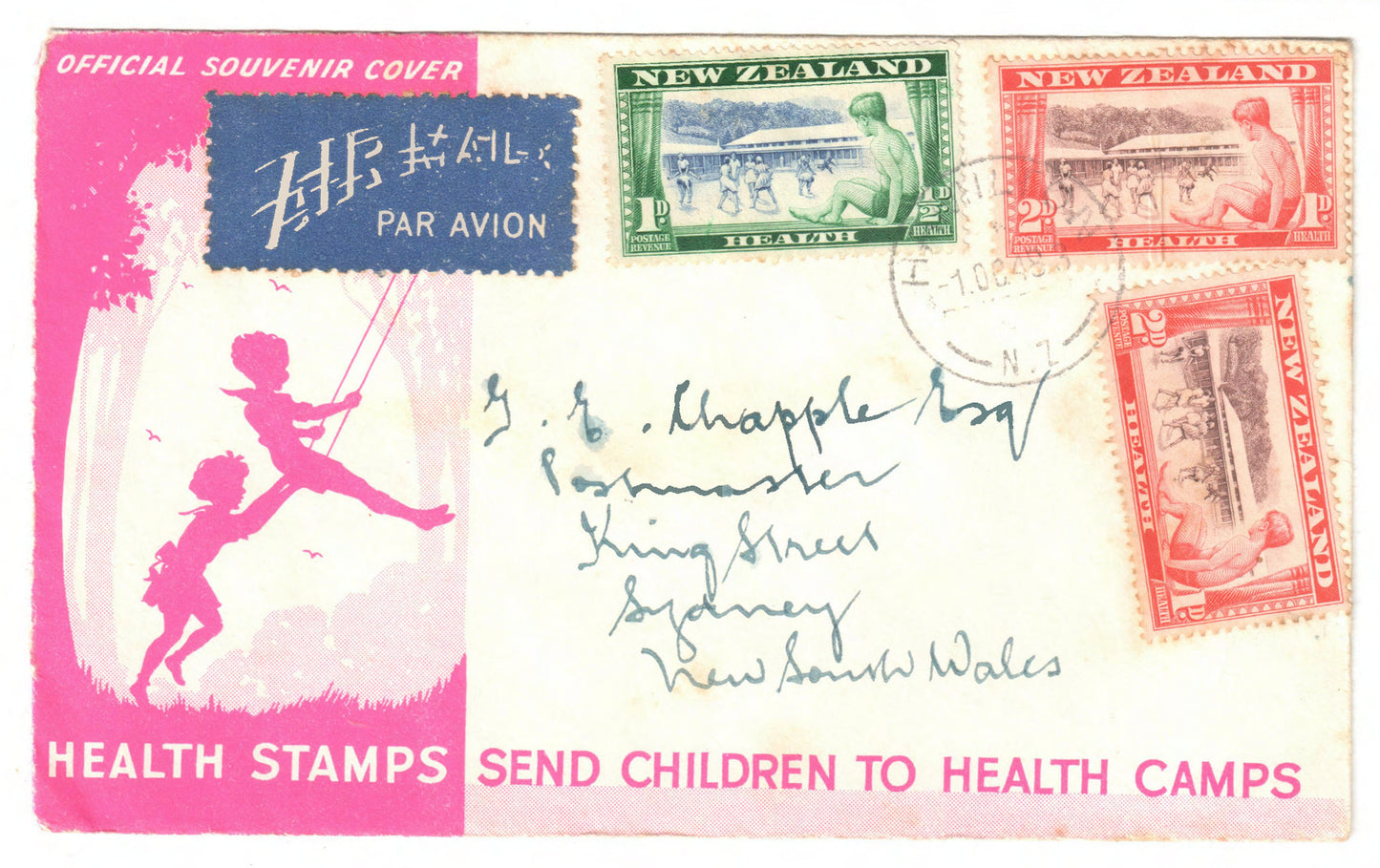 New Zealand 1948 Childrens Health Camps Hand Stamped FDC