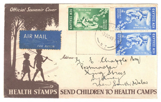 New Zealand 1949 Childrens Health Camps Hand Stamped