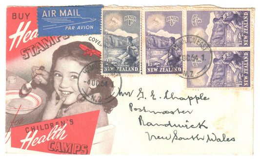 New Zealand 1954 Childrens Health Camps Hand Stamped FDC