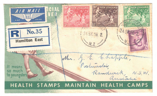 New Zealand 1956 Childrens Health Camps Hand Stamped FDC