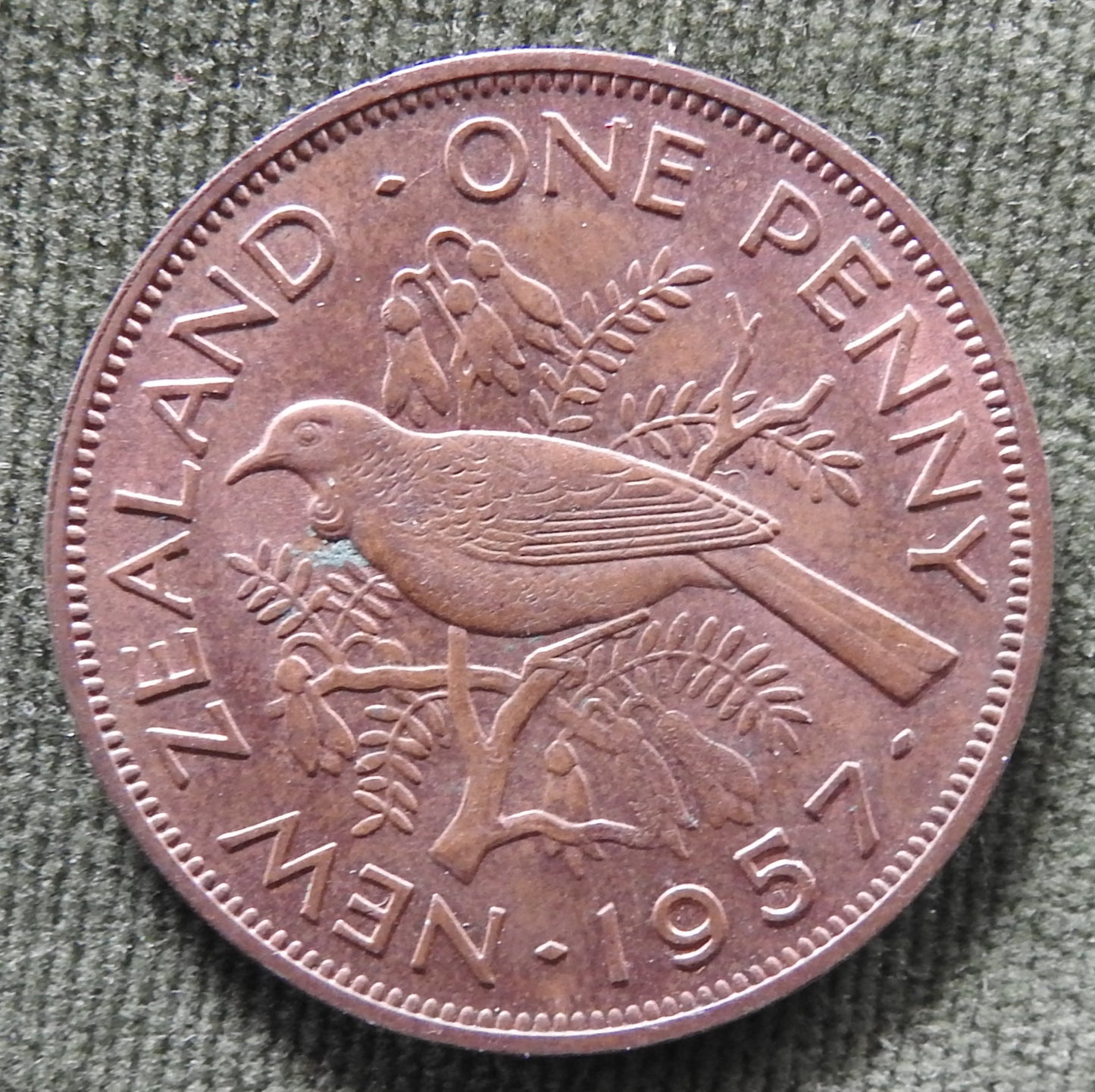 New Zealand 1957 Penny Queen Elizabeth II Coin