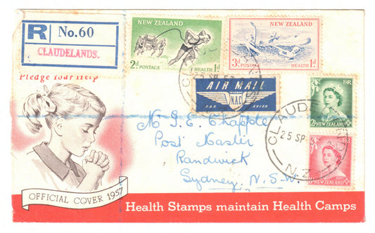 New Zealand 1957 Childrens Health Camps Hand Stamped FDC