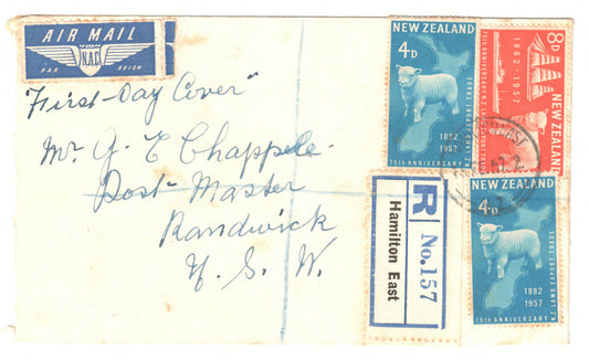 New Zealand 1957 Hand Stamped FDC