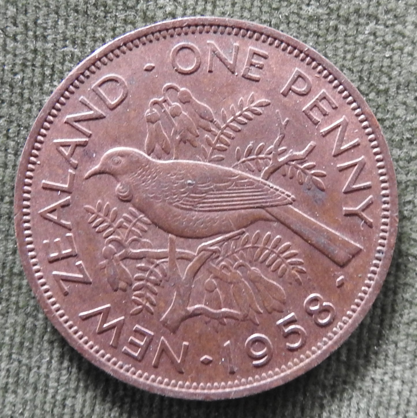 New Zealand 1958 Penny Queen Elizabeth II Coin