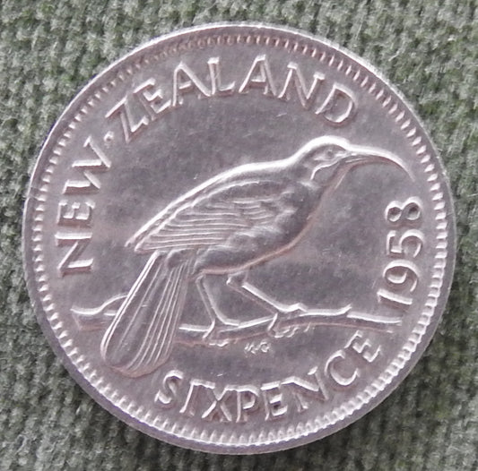 New Zealand 1958 Sixpence Queen Elizabeth II Coin