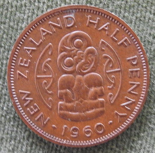 New Zealand 1960 Half Penny Queen Elizabeth II Coin