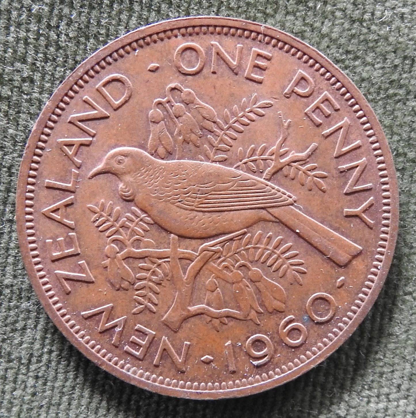 New Zealand 1960 Penny Queen Elizabeth II Coin
