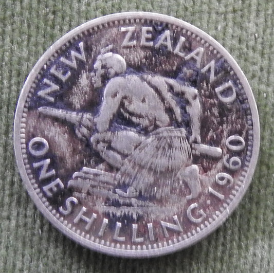 New Zealand 1960 Shilling Queen Elizabeth II Coin