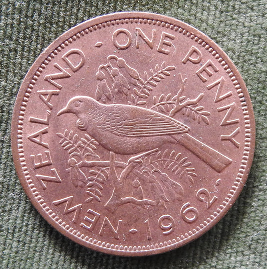 New Zealand 1962 Penny Queen Elizabeth II Coin
