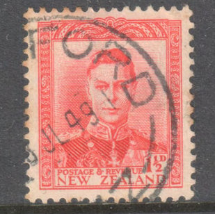New Zealand 1938 1/2d Red King George VI Stamp - perf: 14-13.3