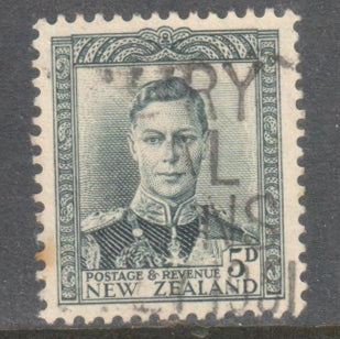 New Zealand 1938 5d Slate Blue King George VI Stamp Perf: 14-13.5