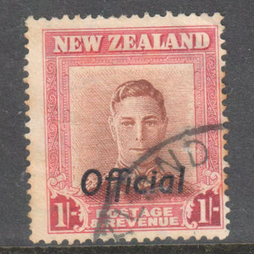 New Zealand 1947 1/- Redish Brown Red King George VI Official Postage Stamp - perf: 14-13.5