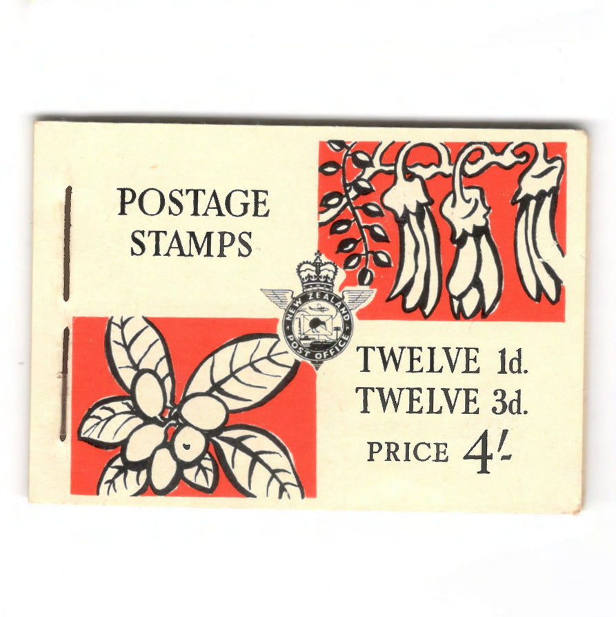 New Zealand 1960 1d & 3d Native Flowers Stamp Booklet Of 24 Stamps 4/-