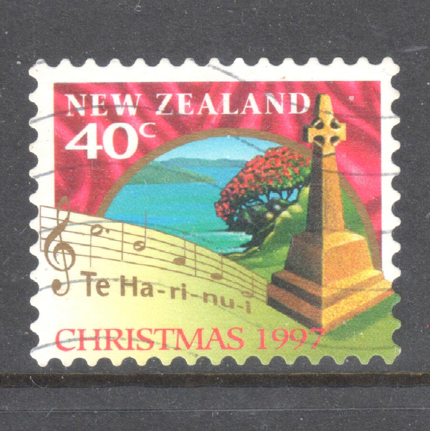 New Zealand 1997 40 Cent Multicoloured Christmas Stamp - Perfin: