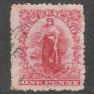 New Zealand 1902 - 1903 1d 1 Penny Carmine Zealandia Stamp - Perfin: 12.0x14.0