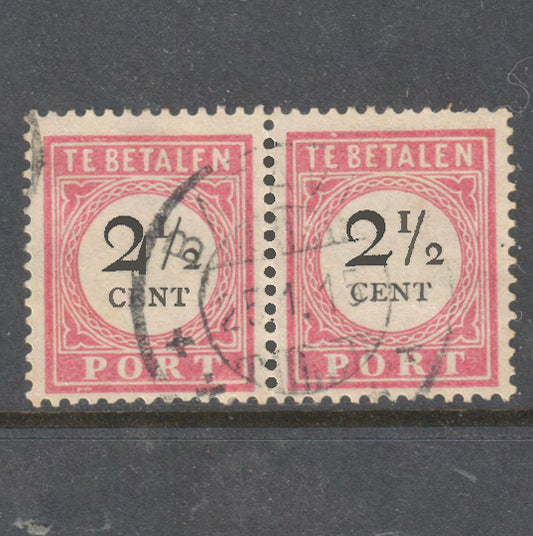 Netherlands Te Betalen Port 1894 2 1/2 Cent Postage Due Stamp Pair - Perf: 12.5