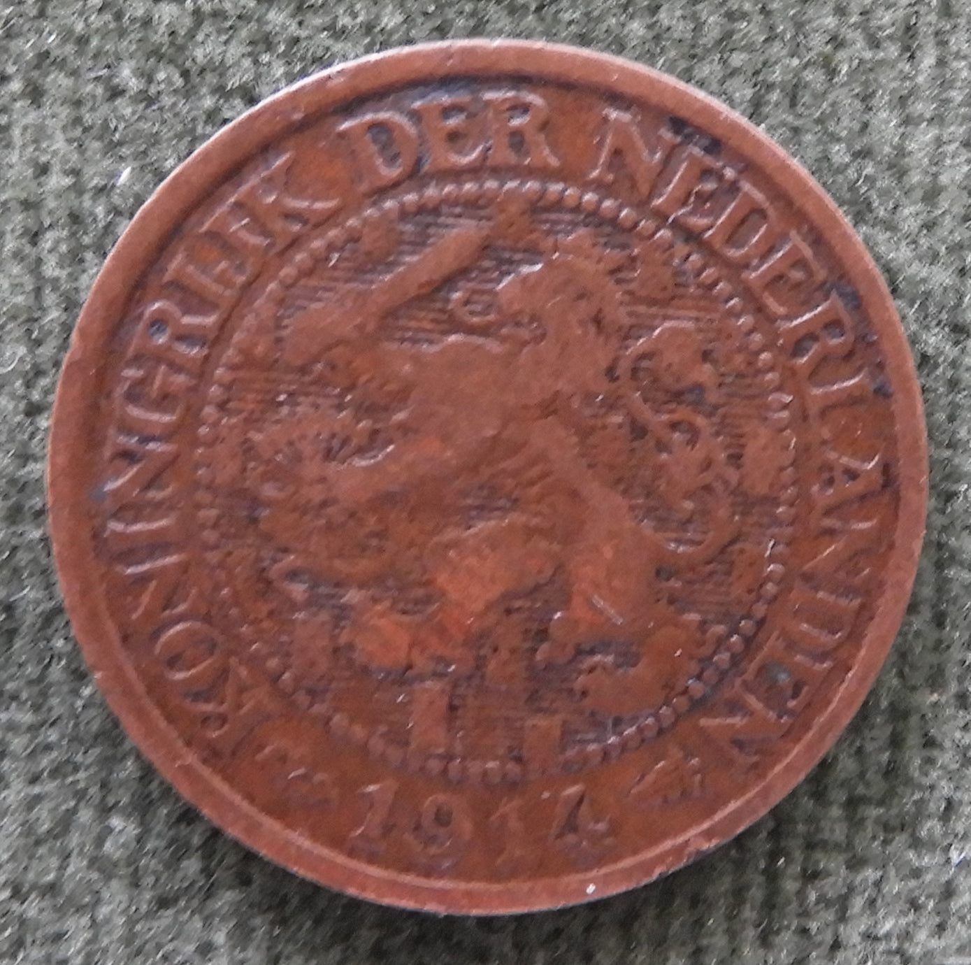 Netherlands 1914 1 Cent Coin Queen Wilhelmina