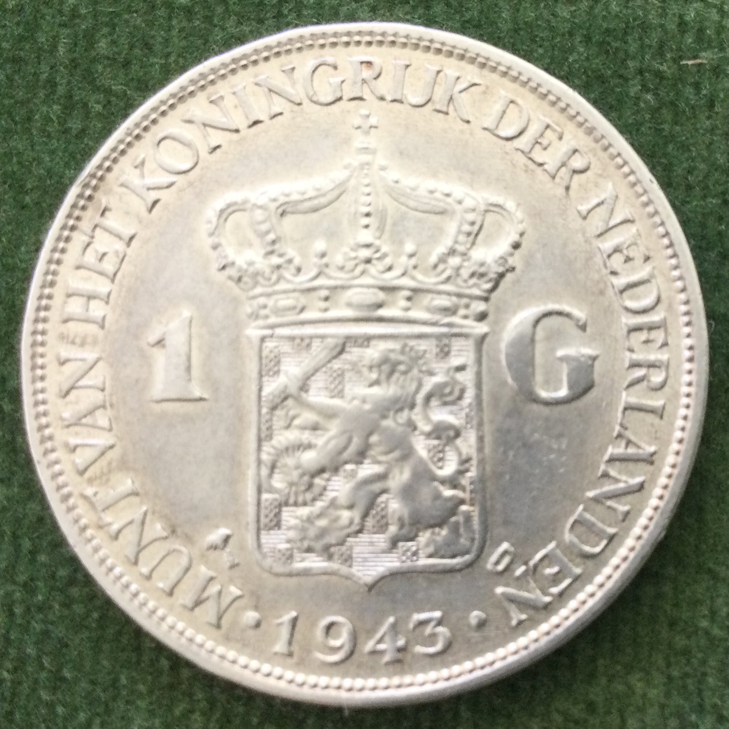 Netherlands 1943 1 Gulden Wilhelmina Coin