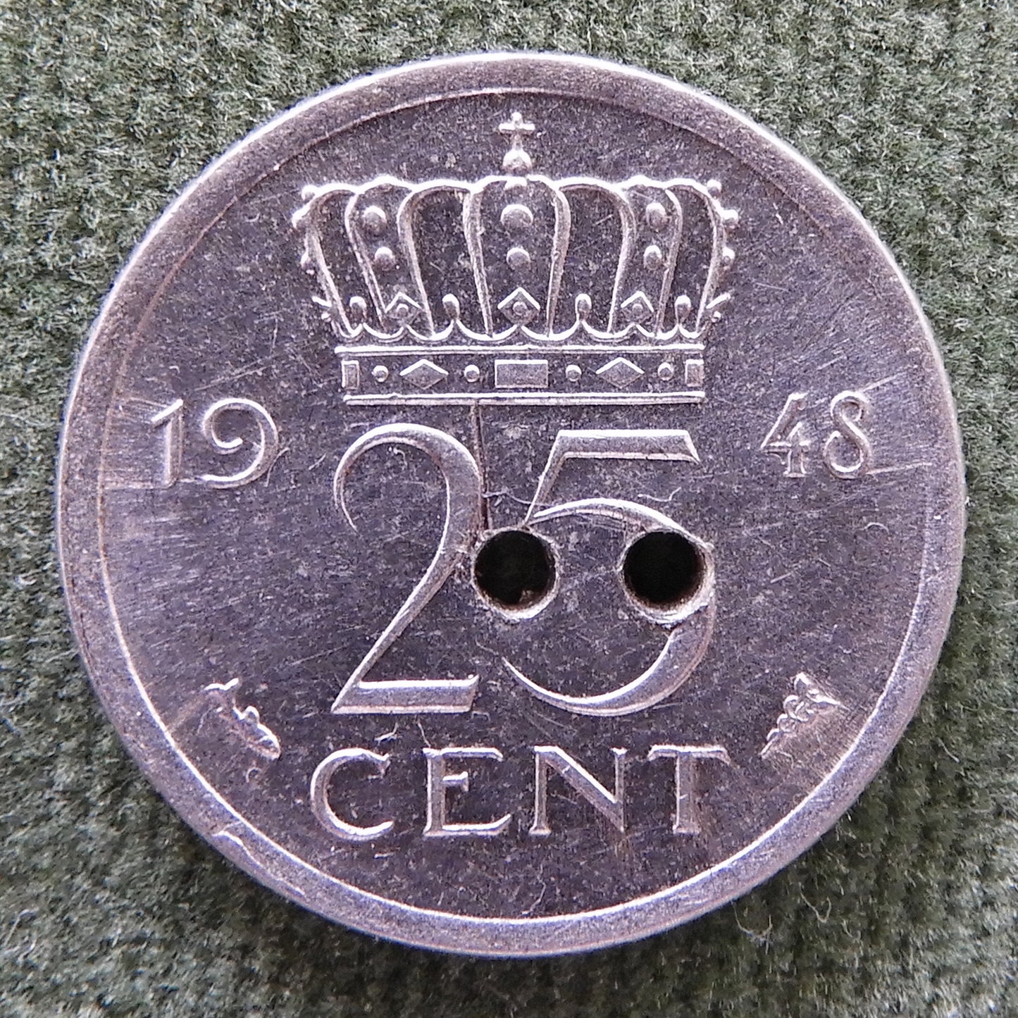 Netherlands 1948 25 Cent Coin Juliana