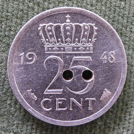 Netherlands 1948 25 Cent Coin Juliana