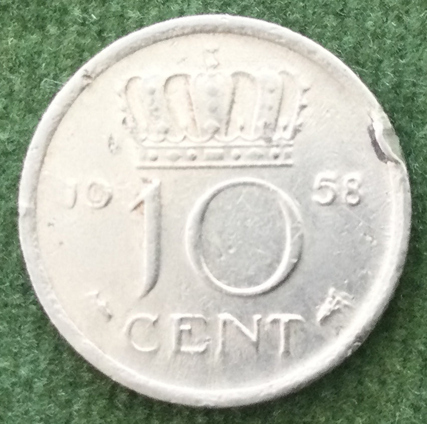 Netherlands 1958 10 Cent Juliana Coin