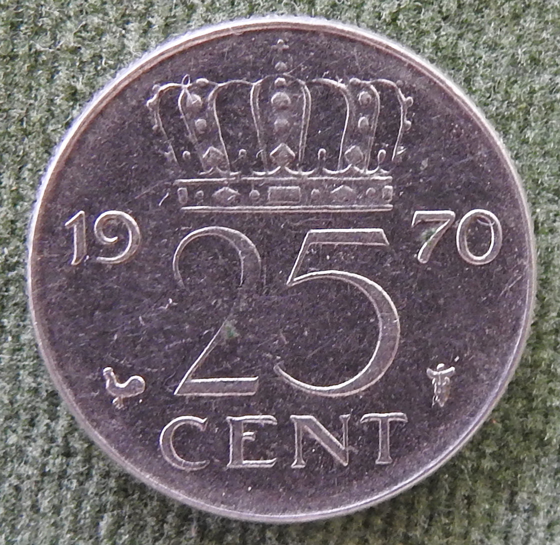 Netherlands 1970 25 Cent Juliana Coin