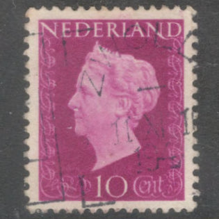 Dutch Netherlands 1940 10 Cent Violet Queen Wilhelmina Stamp - Perfin: 13.25x12.5